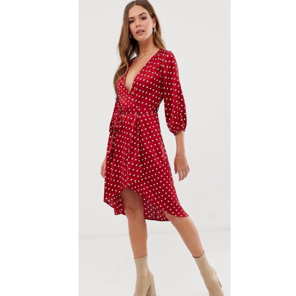 💋FLIRTY!! Satin High Low Wrap Dress - New With Tags